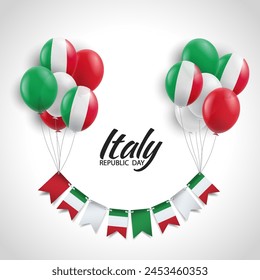Republic Day Italy. Background with balloons. Vector Illustration
