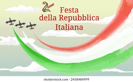 Republic Day of Italy celebration greeting card background, poster, card, template, layout. Italy patriotic National holiday banner