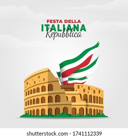 Republic Day of Italy (Italy: Festa della Repubblica Italiana). Celebrated annually on June 2 in Italy. vector illustration