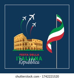 Republic Day of Italy (Italy: Festa della Repubblica Italiana). Celebrated annually on June 2 in Italy. vector illustration