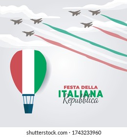 Republic Day of Italy (Italy: Festa della Repubblica Italiana). Celebrated annually on June 2 in Italy. vector illustration