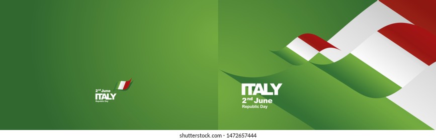 Republic Day Italy flag ribbon two fold landscape background