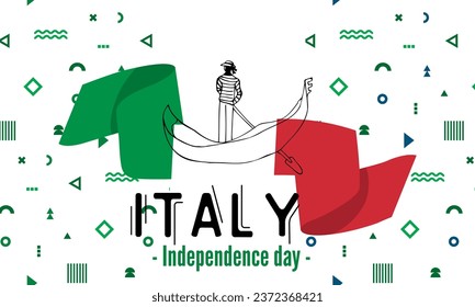 Republic day of Italy or Italia banner with geometric cultural icons and italian flag color scheme. 