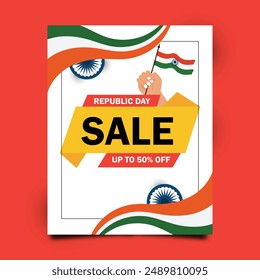 Republic Day Offer Poster Design Template with 50% Discount Tag