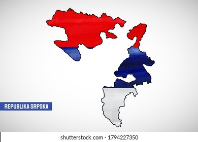 Día de la República del país de la República Srpska. Mapa de país de esquema abstracto con marca en ilustración de estilo acuarela