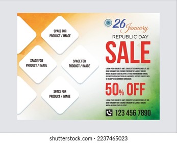 Republic day sale flyer template, web banner, poster template, graphic design element