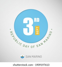 Republic day in San Marino celebration on 3rd September, Artistic typographic background for social media website promotion
