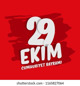 Republic Day of Turkey National Celebration Card 29 Ekim Cumhuriyet Bayrami Kutlu Olsun . Translation: October 29, Republic Day. Vector illustration. Graphic for design elements print