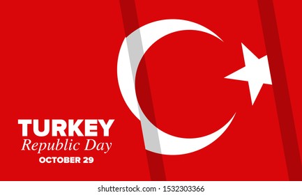 Republic Day in Turkey. National happy holiday, celebrated annual in October 29. Turkish flag. Patriotic elements. Poster, card, banner and background. Vector illustration