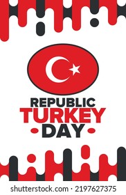 Republic Day in Turkey. National happy holiday, celebrated annual in October 29. Turkish flag. Patriotic elements. Poster, card, banner and background. Vector illustration