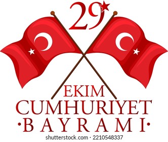 Ilustración de diseño de texto del Día de la República de Turquía