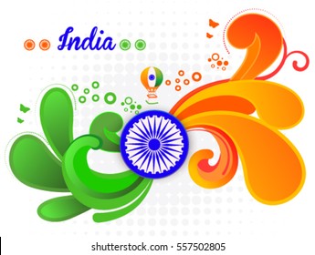 Republic Day Wave Background With Ashok Chakra