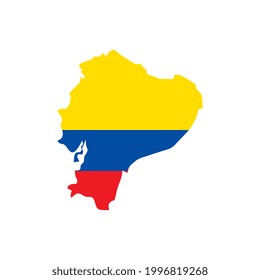 Republic of Ecuador map silhouette with flag on white background