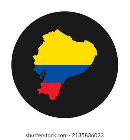 Republic of Ecuador map silhouette with flag on black background