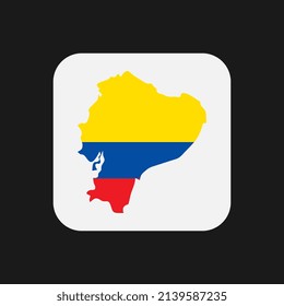 Republic of Ecuador map silhouette with flag on white background