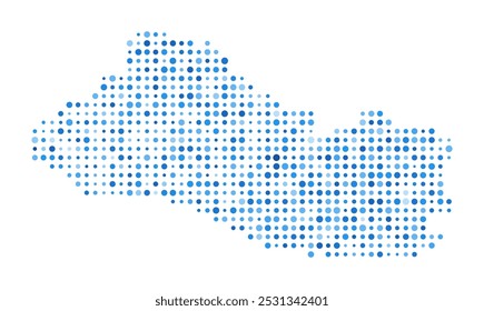 Republic of El Salvador Dot Map. Country Digital Style Shape. Republic of El Salvador vector image. Country shape blue circular dots. Modern vector illustration.