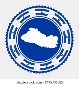 Republic El Salvador flat stamp  Round logo and map   flag Republic El Salvador  Vector illustration 