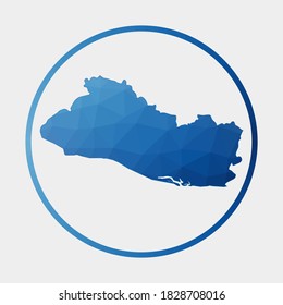 Republic of El Salvador icon. Polygonal map of the country in gradient ring. Round low poly Republic of El Salvador sign. Vector illustration.