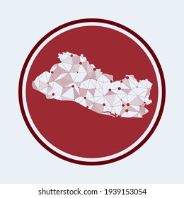 Republic of El Salvador icon. Trendy tech logo of the country. Geometric mesh round design. Technology, internet, network, telecommunication concept. Vector illustration.