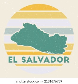 Republic El Salvador logo  Sign and the map country   colored stripes  vector illustration  Can be used as insignia  logotype  label  sticker badge the Republic El Salvador 