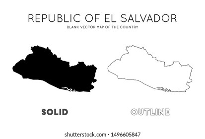 Republic of El Salvador map. Blank vector map of the Country. Borders of Republic of El Salvador for your infographic. Vector illustration.