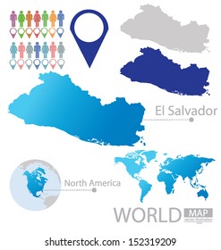 Republic of El Salvador. North america. World Map. vector Illustration.