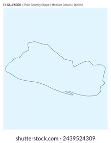 Republic of El Salvador plain country map. Medium Details. Outline style. Shape of Republic of El Salvador. Vector illustration.