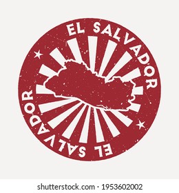 Republic of El Salvador stamp. Travel red rubber stamp with the map of the country, vector illustration. Can be used as insignia, logotype, label, sticker or badge of the Republic of El Salvador.