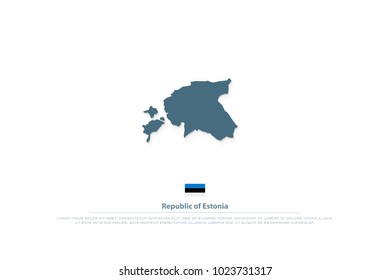 Republic of Estonia isolated map and official flag icon. vector Estonian logotype. Northern Europe State geographic banner design