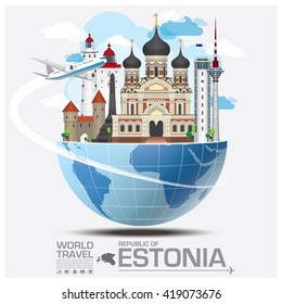 Republic Of Estonia Landmark Global Travel And Journey Infographic Vector Design Template