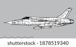 Republic F-105 Thunderchief. Vector drawing of tactical fighter-bomber. Side view. Image for illustration and infographics. 