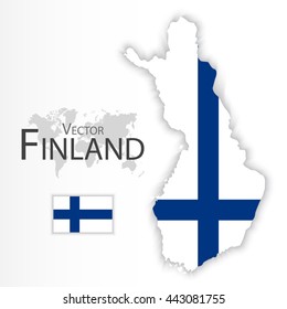 Republic of Finland ( flag and map ) ( transportation and tourism concept )