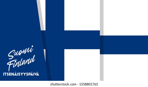 Republic of Finland Independence Day. December 6th. Vector Elements National Concept. Greeting, Card Poster, Web Banner Design EPS 10. English Translation: "Finland, Finnish Independence Day"