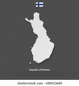 Republic of Finland isolated map and official flag icons. vector Finnish political map 3d illustration. Suomi geographic banner template. travel and business concept map. vector Finland maps