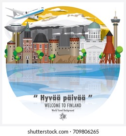 Republic of Finland Landmark Travel And Journey Background Vector Design Template