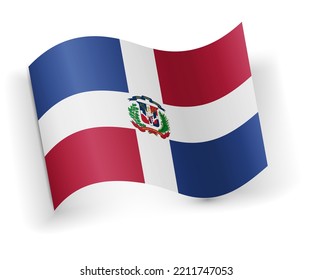 Republic flag bended and lying on white background