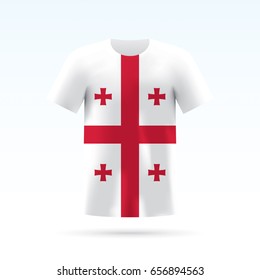 Republic of Georgia flag printed on a T-shirt. Vector shirt template, isolated on a white background. 