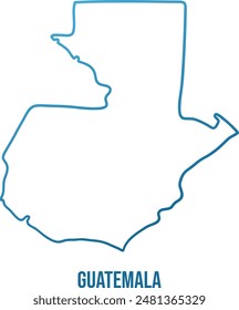 Republic of Guatemala soft blue gradient map. Hand drawn simple stylized outline shape. Isolated vector illustration.
