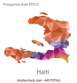 Republic of Haiti map in geometric polygonal style.Abstract gems triangle,modern design background.Vector Illustration EPS10.