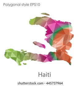 Republic of Haiti map in geometric polygonal style.Abstract gems triangle,modern design background.Vector Illustration EPS10.