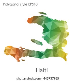 Republic of Haiti map in geometric polygonal style.Abstract gems triangle,modern design background.Vector Illustration EPS10.