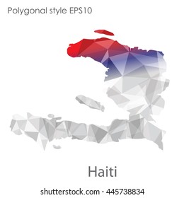 Republic of Haiti map in geometric polygonal style.Abstract gems triangle,modern design background.Vector Illustration EPS10.