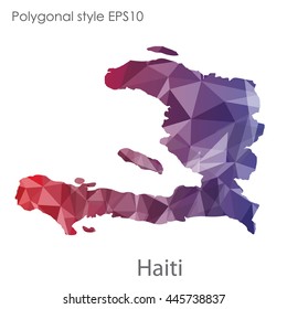 Republic of Haiti map in geometric polygonal style.Abstract gems triangle,modern design background.Vector Illustration EPS10.
