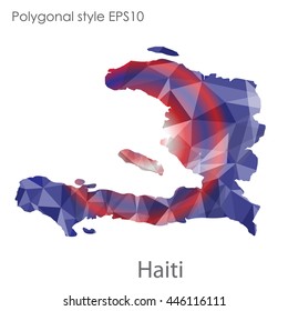 Republic of Haiti map in geometric polygonal style.Abstract gems triangle,modern design background.Vector Illustration EPS10.