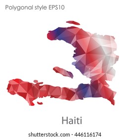 Republic of Haiti map in geometric polygonal style.Abstract gems triangle,modern design background.Vector Illustration EPS10.