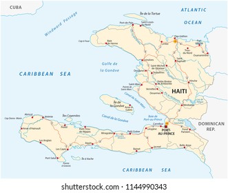 Republic Haiti Road Vector Map Stock Vector (Royalty Free) 1144990343 ...