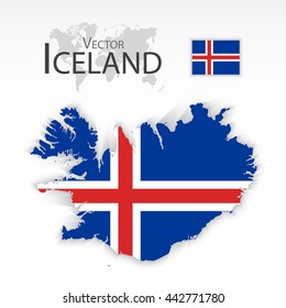 Republic of Iceland ( flag and map ) ( transportation and tourism concept )