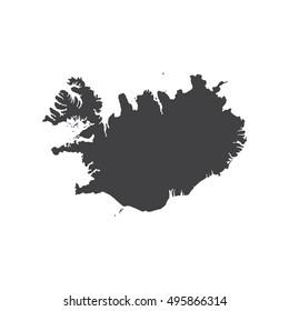 Republic of Iceland map silhouette on the white background. Vector illustration