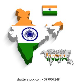 Republic of India 3D ( flag and map ) ( transportation and tourism concept )