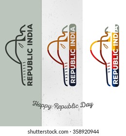 Republic india. The colors of the Indian flag. Vector logo. Elephant.